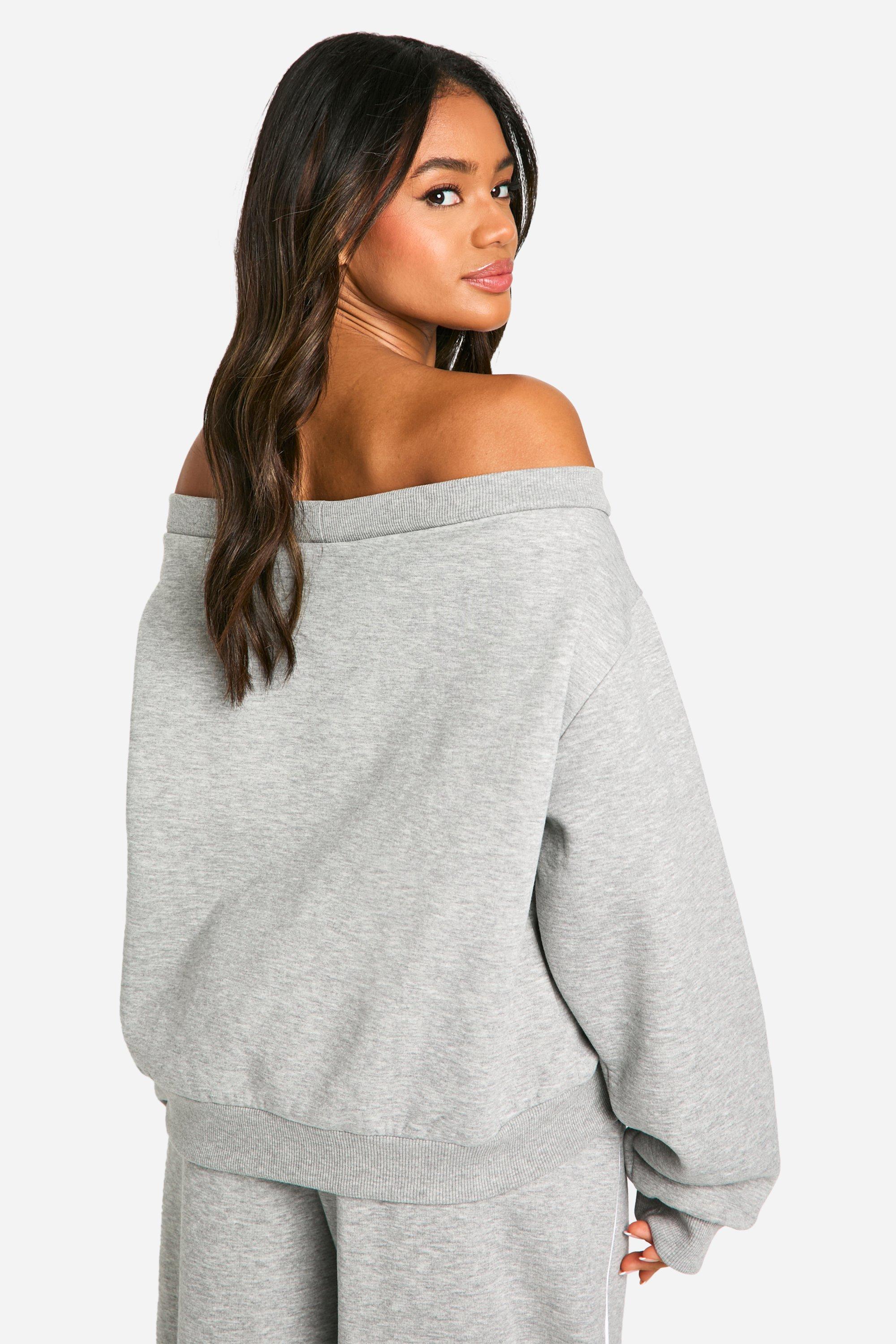Cold shoulder letter taped sweatshirt deals